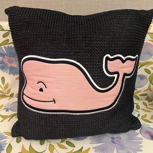 Vineyard Vines Pink Whale 18x18 Navy Blue Throw Pillow